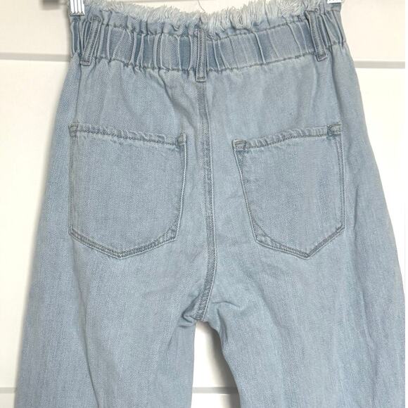 Risen High Waist Relaxed Distressed Jeans Womens 5/27 Frayed Hems - Picture 4 of 9